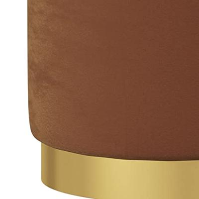 Hocker met opbergruimte rond fluweel bruin Hocker met opbergruimte rond fluweel bruin