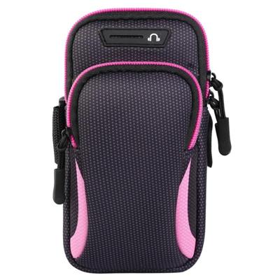 Multi-functionele universele dubbele laag rits sport arm Case telefoon tas met oortelefoon gat voor 6 6 inch of onder smartphones (roze)