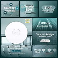TP-Link AX1800 Wi-Fi 6 Dual Band Gigabit Plafondmontage Access Point, Omada Mesh, Power over Ethernet (802.3at) of DC, eenvoudig aan muur of plafond te monteren, gratis EAP Controller Software, - thumbnail