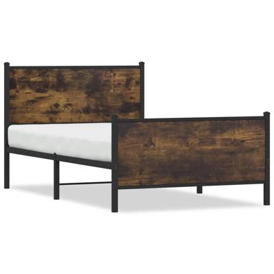 Bedframe hoofd- en voeteneinde metaal gerookt eiken 100x200 cm Bedframe hoofd- en voeteneinde metaal gerookt eiken 100x200 cm