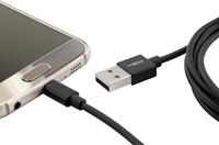 Ansmann USB-kabel USB 2.0 USB-A stekker, USB-micro-B stekker 2.00 m Zwart Aluminium-stekker, TPE-mantel 1700-0077 - thumbnail