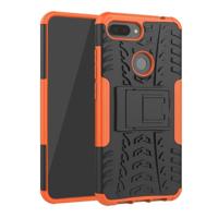 Schokbestendige PC + TPU Tire patroon Case voor Xiaomi Mi 8 lite met houder (oranje) - thumbnail