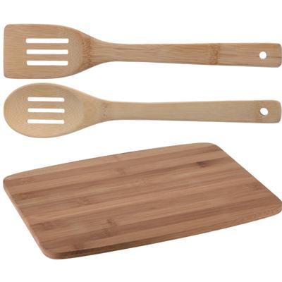 Snijplank bamboe met saladebestek Snijplank bamboe met saladebestek