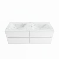 MONDIAZ VICA-DLUX 130cm badmeubel onderkast Talc 4 lades. Inbouw wastafel CLOUD dubbel zonder kraangat, kleur Opalo. - thumbnail