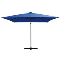 Zweefparasol met LED en stalen paal 250x250 cm azuurblauw - thumbnail