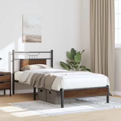 Bedframe zonder matras bewerkt hout bruin eikenkleur 80x200 cm