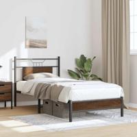Bedframe zonder matras bewerkt hout bruin eikenkleur 80x200 cm - thumbnail