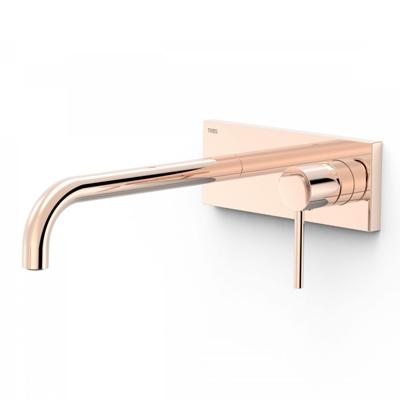 Wastafelmengkraan Inbouw Tres Study Exclusive met Afdekplaat Gebogen Uitloop 24 cm en Hendel Rosé Goud Tres Wastafelmengkraan Inbouw Tres Study Exclusive met Afdekplaat Gebogen Uitloop 24 cm en Hendel Rosé Goud Tres