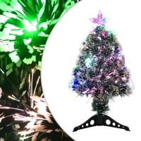 Kerstboom met LED 64 cm glasvezel groen en wit - thumbnail