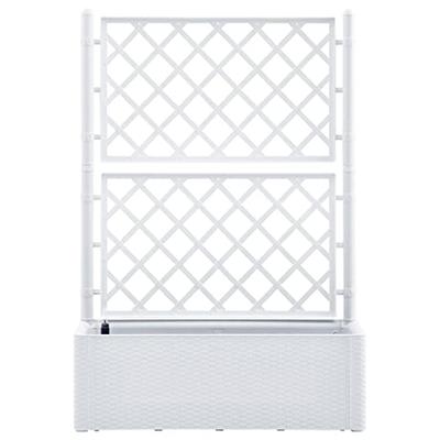 Plantenbak hoog met latwerk en zelfbewateringssysteem wit