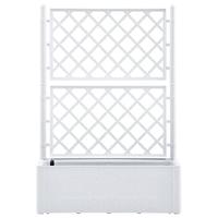 Plantenbak hoog met latwerk en zelfbewateringssysteem wit - thumbnail