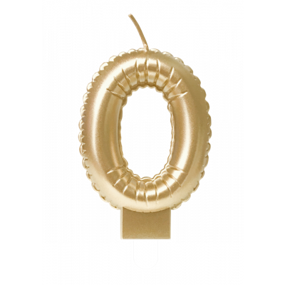 Folie Ballon Kaarsje Cijfer &apos;0&apos; Goud