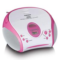 Lenco Boombox met CD-speler FM-radio en stickers Roze - SCD-24PK KIDS - thumbnail