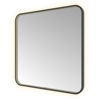 Spiegel Hotbath &MORE 80x60 cm LED-Verlichting Spiegelverwarming Vierkant Geborsteld Zwart PVD Spiegel Hotbath &MORE 80x60 cm LED-Verlichting Spiegelverwarming Vierkant Geborsteld Zwart PVD