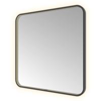 Spiegel Hotbath &MORE 80x60 cm LED-Verlichting Spiegelverwarming Vierkant Geborsteld Zwart PVD - thumbnail