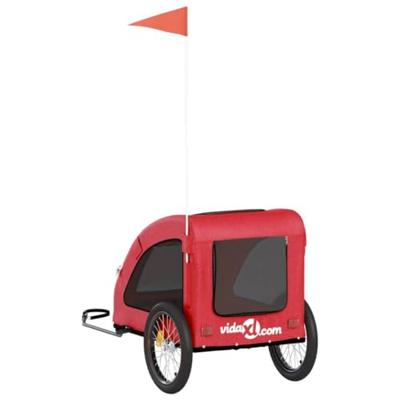 VidaXL Hondenfietstrailer oxford stof en ijzer rood VidaXL Hondenfietstrailer oxford stof en ijzer rood