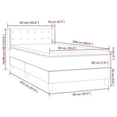 Boxspring met matras fluweel lichtgrijs 90x220 cm
