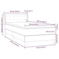 Boxspring met matras fluweel lichtgrijs 90x220 cm - thumbnail