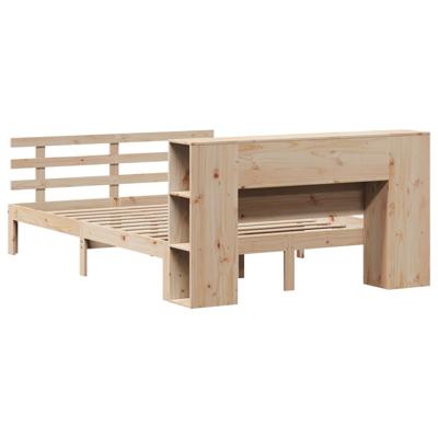 Bed met boekenkast zonder matras massief grenenhout 135x190 cm