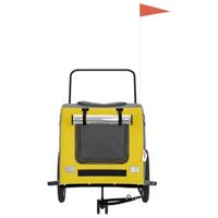 VidaXL Hondenfietstrailer oxford stof en ijzer geel en grijs - thumbnail