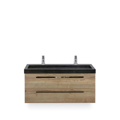 Seville Badmeubelset 120 cm - 2 laden Natuur Eiken - Wastafel Lucca Enkel