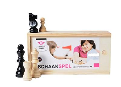 Essenhouten Schaakstukken in Kistje