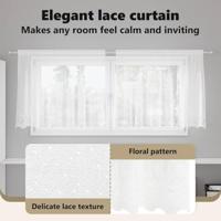 VidaXL Kantgordijn met gordijnen bloemen wit 80 x 200 cm polyester - thumbnail