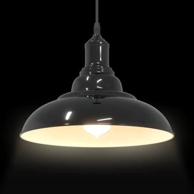 Hanglamp in hoogte verstelbaar E27 31 cm metaal glanzend zwart Hanglamp in hoogte verstelbaar E27 31 cm metaal glanzend zwart