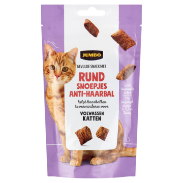 Jumbo Gevulde Snack met Rund Snoepjes AntiHaarbal Volwassen Katten 60 g