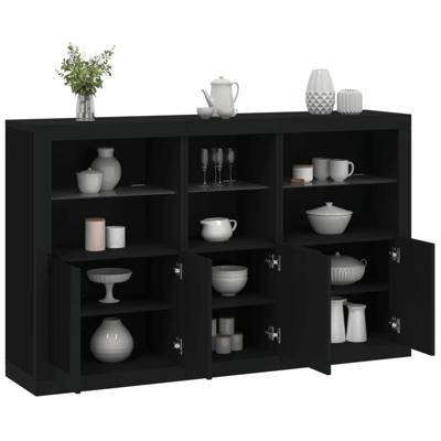 Dressoir met LED-verlichting 162x37x100 cm zwart