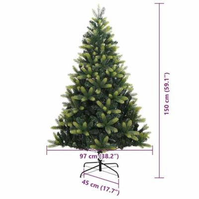 VidaXL Kunstkerstboom met scharnier 150 leds groen 150 cm pvc en pe