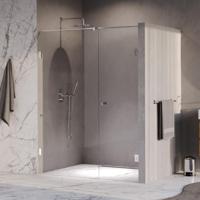 BRAUER Void Carving nisdeur 2-delig helder glas 160x200 omkeerbaar met draaideur 70 aan muur incl. glascoating chroom - thumbnail