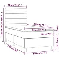 Boxspring met matras en LED fluweel donkergroen 90x200 cm - thumbnail