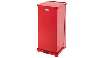 Rubbermaid Commercial ST24EPLWH Defenders Biohazard Step Can, Square, Steel, 24gal, White