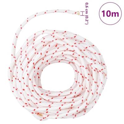 VidaXL Trekkoord startkoord wit en rood ø6 mm 10 m nylon