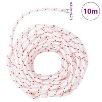 Trekkoord startkoord wit en rood 6 mm 10 m nylon - thumbnail