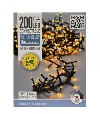 Clusterverlichting Koppelbaar 200 LED 6m EWW Groen Clusterverlichting Koppelbaar 200 LED 6m EWW Groen