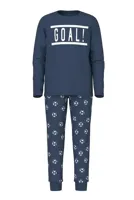 Name it jongens pyjama - &apos;&apos;Goal!&apos;&apos; - Donkerblauwe katoenen kinder pyjama voetbal - thumbnail