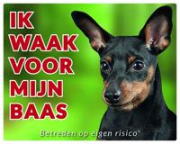Miniatuur Pinscher Waakbord - Ik waak voor Zwart - thumbnail