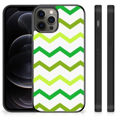 iPhone 12 Pro Max Bumper Case Zigzag Groen