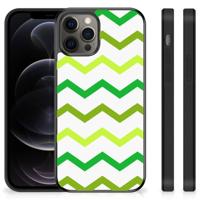 iPhone 12 Pro Max Bumper Case Zigzag Groen - thumbnail