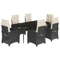 7-delige Tuinset met kussens poly rattan zwart - thumbnail
