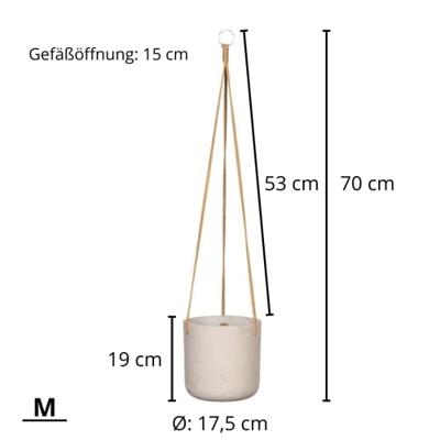 Rough Eco-line hangende bloempot M 18x18 cm Charlie lichtgrijs - thumbnail