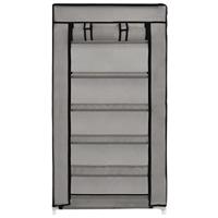VidaXL Schoenenkast met hoes 58x28x106 cm stof grijs - thumbnail