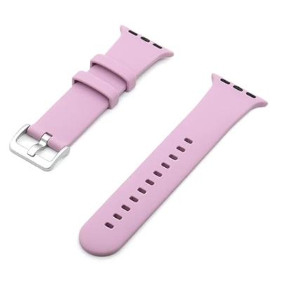 By Qubix - Rubberen sportbandje met gesp - Lichtpaars - Compatible met Apple Watch 38mm / 40mm / 41mm / 42mm - Compatible Apple watch bandjes