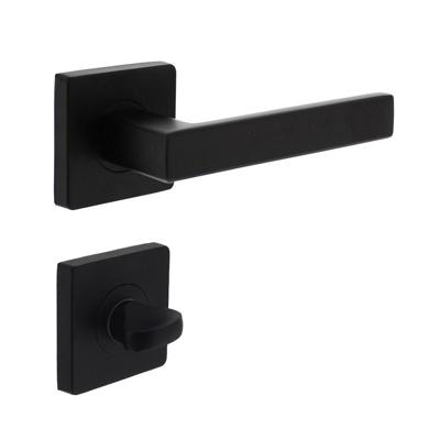 Deurkruk Hera op vierkant rozet 7mm nokken + WC-sluiting 8mm mat zwart