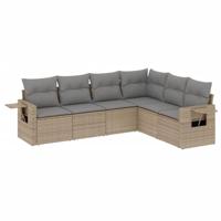 6-delige Loungeset met kussens poly rattan beige - thumbnail