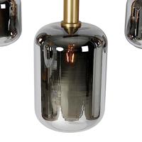 QAZQA Hanglamp zwart met goud en smoke glas ovaal 5-lichts - Zuzanna - thumbnail