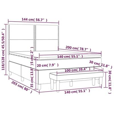 Boxspring met matras fluweel lichtgrijs 140x200 cm
