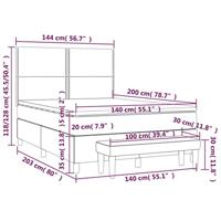 Boxspring met matras fluweel lichtgrijs 140x200 cm - thumbnail